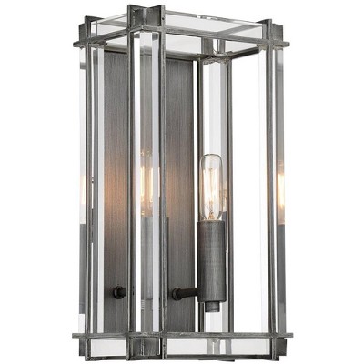 Minka Lavery Industrial Wall Light Sconce Antique Nickel Hardwired 7 1/2" Fixture Clear Acrylic Shade for Bedroom Bathroom Vanity