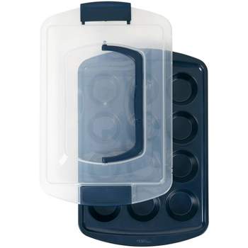 Wilton 12 Cup Diamond-Infused Non-Stick Muffin and Cupcake Pan Navy Blue