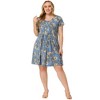 Agnes Orinda Women's Plus Size Floral Inverted Box Pleat Boho T-Shirt Dresses - 3 of 4