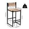CAVINAS Woven Bar Stools Set of 2, Durable Kitchen Stool with Natural Paper Rope Seat and Black Metal Frame - 3 of 4