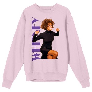 Whitney Houston Power Pose Crew Neck Long Sleeve Cradle Pink Unisex Adult Tee - 1 of 2