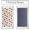 Sweet Jojo Designs Baby Boy Fitted 100% Cotton Muslin Crib Sheets Set Watercolor Sports Theme Blue Brown and Orange 2pc - 2 of 4