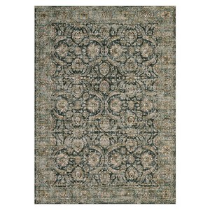Washable Vintage Living Room Rugs, Distressed Floral Print Non Slip Bedroom Rugs, Low Pile Stain Resistant Accent Large Carpet for Home Office - 1 of 4
