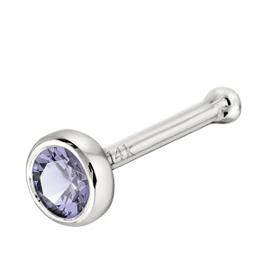 Jewelry Avalanche 22G 14K Gold Bezel-set Tanzanite Ball-end Nose Stud - 1 of 3