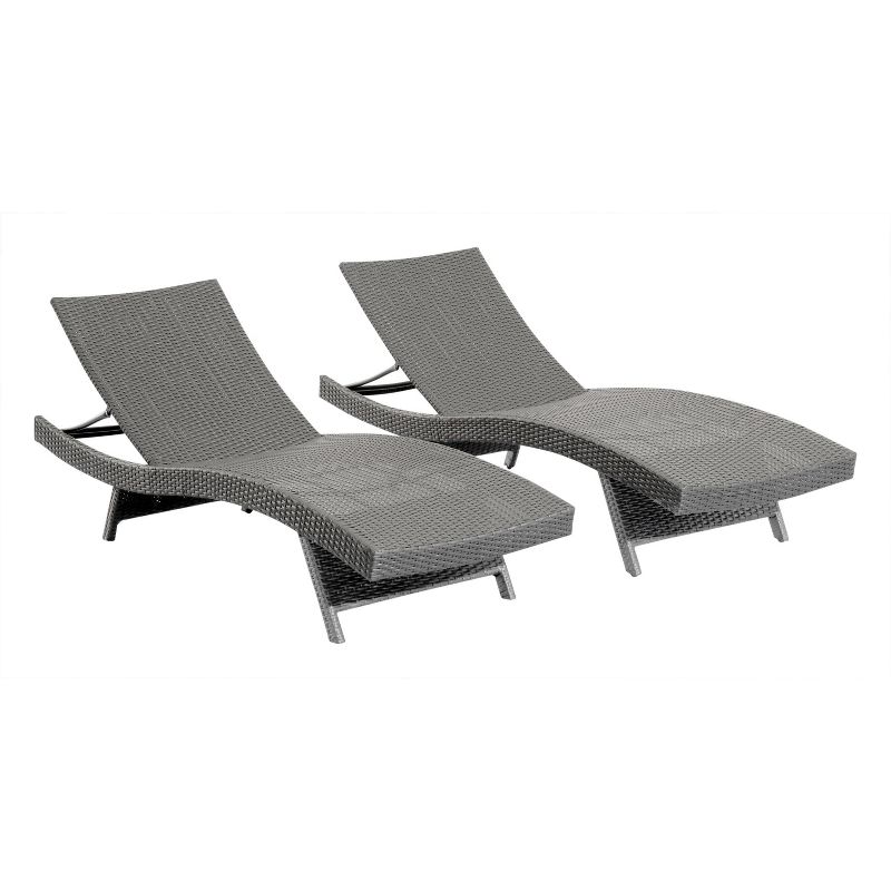 Abbyson Living Malibu 2pc Outdoor Modern Wicker Adjustable Stackable Chaise Lounger, 2 of 7