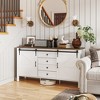 HOMCOM 59 Inch Farmhouse Sideboard Buffet Cabinet with Thick Top, Coffee Bar Cabinet with Sliding Barn Doors, Drawers, Adjustable Shelves, White - 2 of 4