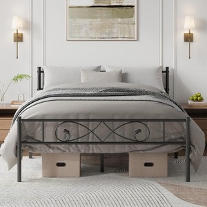 Lov4ever Metal Platform Bed Frame - No Box Spring Needed, Black Oak Finish, Multiple Sizes
