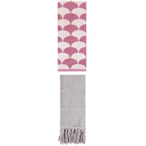 REGALWOVEN 2 Packs Cotton Geometric and Solid Absorbent Soft Hand Towel for Bathroom Kitchen - 1 of 4