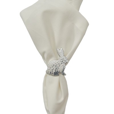 Split P Hammered Metal Rabbit Napkin Ring Set of 4