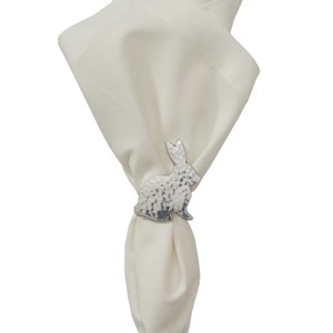 Split P Hammered Metal Rabbit Napkin Ring Set of 4 - 1 of 3