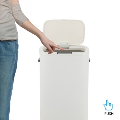 Tammi 14.5-Gallon Cotton White Metal Push Button Trash Can
