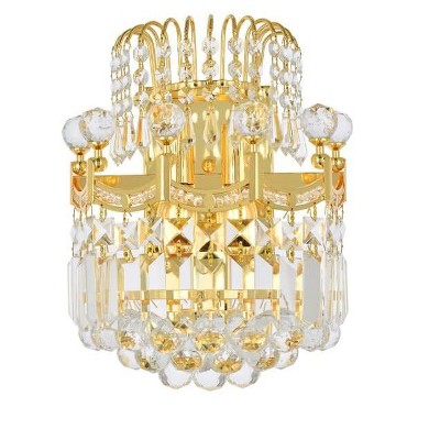 Elegant Lighting Corona 2 light Gold Wall Sconce Clear Royal Cut Crystal