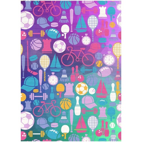 Nourison Washable Imagination All Stars Sports Non Skid Woven Area Rug Purple - image 1 of 4