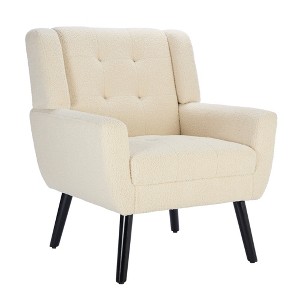 Cesicia White Accent Chair Teddy Fabric Ergonomics Living Room Chair Bedroom Chair Home Chair - 1 of 4
