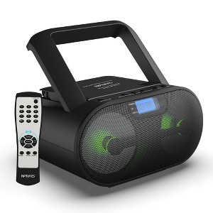 Riptunes MP3, CD, USB, SD, AM/FM Radio Boombox with Bluetooth, Remote Control Included, Black - 1 of 4