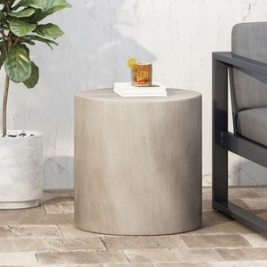 MOEPISY Outdoor LightWeight Concrete Side Table, Light Gray - 1 of 4