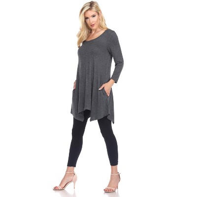 Maternity 3/4 Sleeve Kayla Tunic with Pockets - White Mark