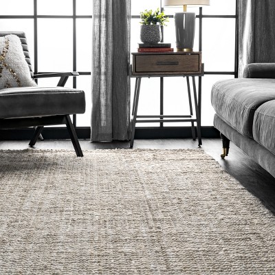 Kiwa Handwoven Off-White Jute 5' x 8' Area Rug