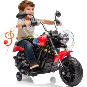 12V Kids Electric Motorcycle w/ Training Wheels, 3-Wheel Ride-on Toy, Reverse, LED Headlight, Horn & Music, 66LB Capacity - 1 of 4