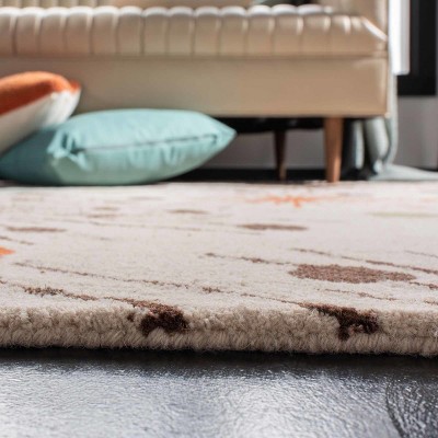 Ivory Multi-Color Hand-Tufted Wool Area Rug 4' x 6'