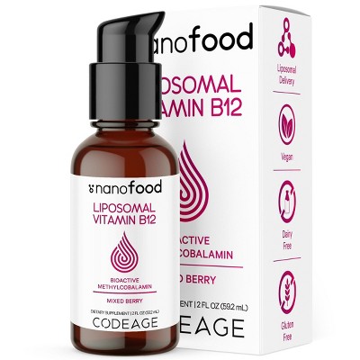 Codeage Liposomal Vitamin B12 Methylcobalamin Liquid Spray - Sugar-Free - Vegan Methyl B12 - 2 fl oz