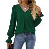 Women's Long Sleeve Tops Dressy Casual V Neck Tunic Shirts Loose Chiffon Work Blouse - 4 of 4