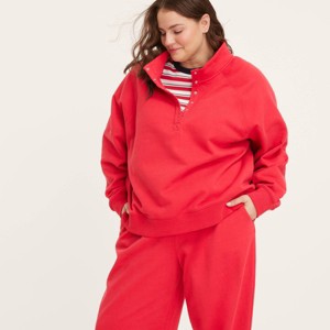 Women's Snap Mockneck Popover Sweatshirt - Parke x Target Red 3X