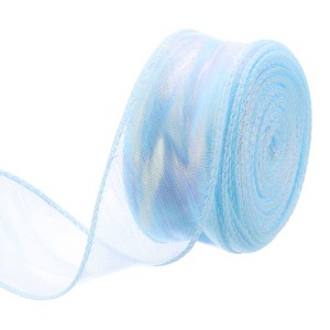 Unique Bargains Gift Wrapping Wide Sheer Wired Pastel Shimmer Iridescent Chiffon Ribbons 1 Pc - 1 of 4