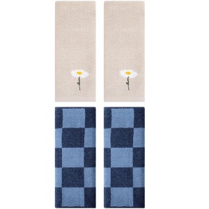 REGALWOVEN 4 Pcs Bathroom Pattern Soft Absorbent Cotton Hand Towels - 1 of 4