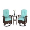 3-Piece Outdoor Swivel Rocker Patio Set – 360° Rotating Chairs with Cushions And Tempered Glass Table-Maison Boucle - 4 of 4