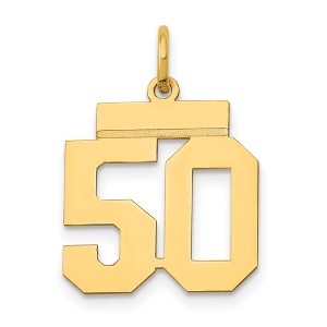 Black Bow Jewelry 14k Yellow Gold, Athletic Collection, Small Polished Number 50 Pendant - 1 of 4
