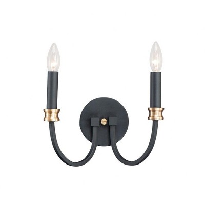 Maxim Lighting Charlton 2 - Light Wall Light in  Black/Antique Brass