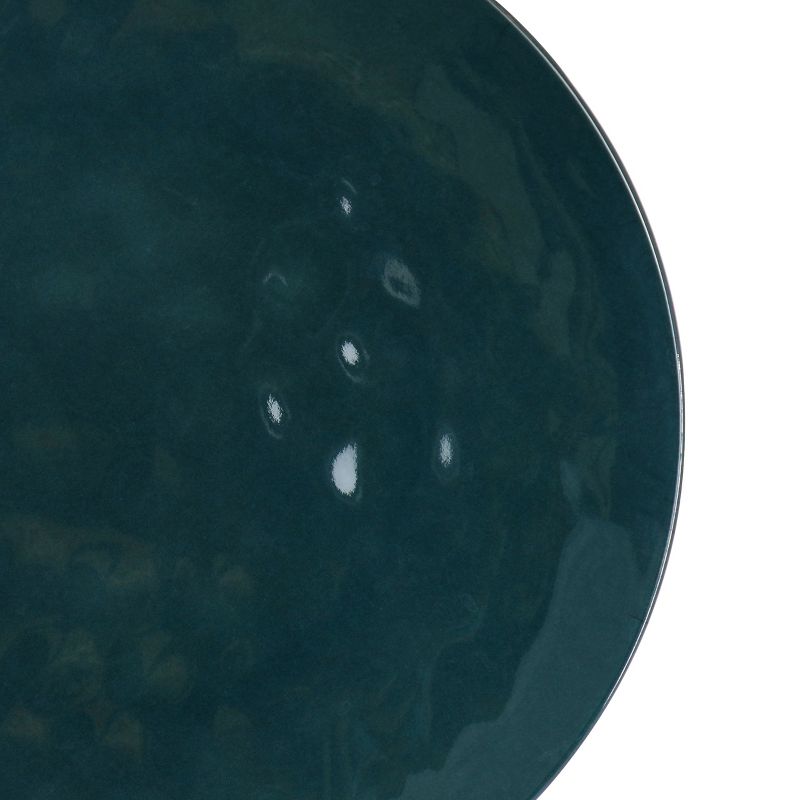 Gibson Home 12 Piece 11 Inch Hammered Melamine Dinner Plate Set in Teal, 4 of 6
