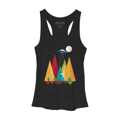 Women's Design By Humans UFO Geometric Forest Abduction By alnavasord Racerback Tank Top