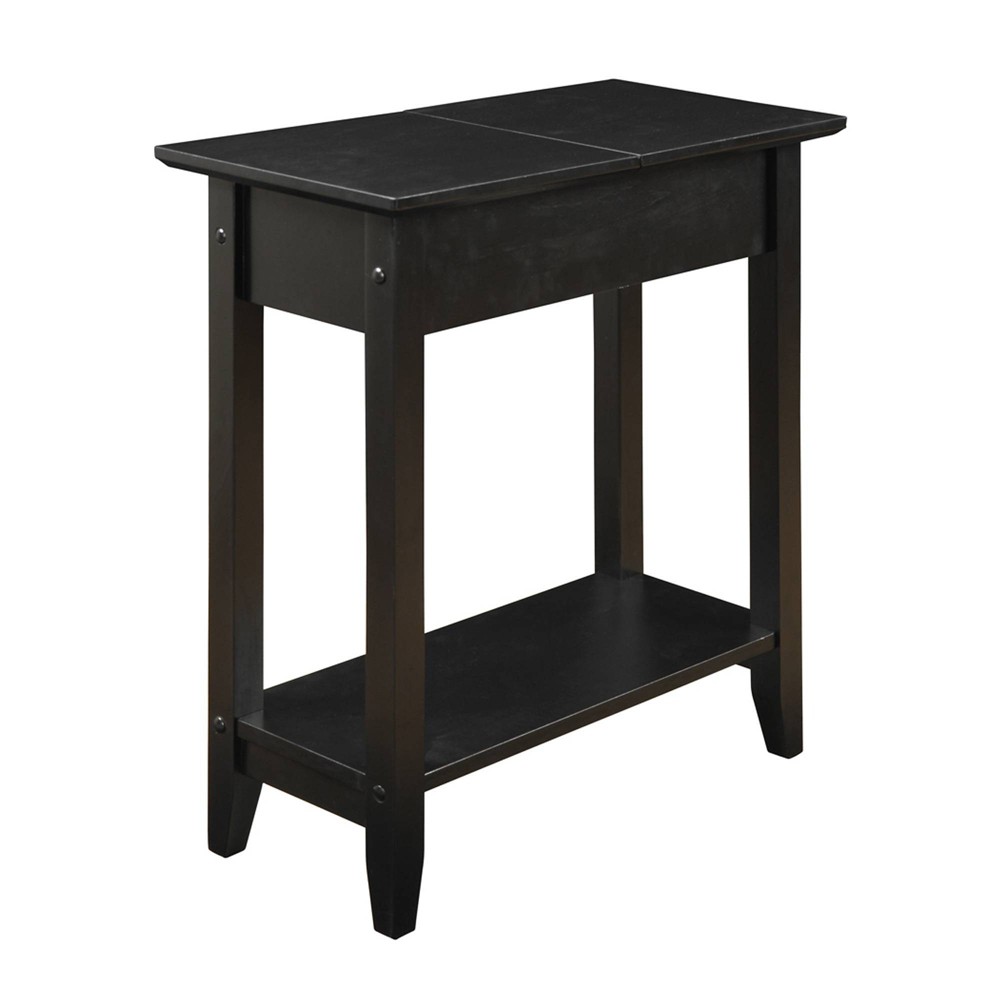 Breighton Home American Heritage Flip Top End Table with Shelf in Black