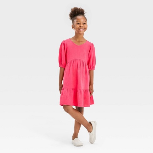 Girls' Short Sleeve Gauze Dress - Cat & Jack™ : Target