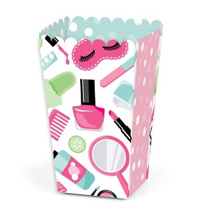 Big Dot of Happiness Spa Day - Girls Makeup Party Favor Popcorn Treat Boxes - Set of 12 - 1 of 4