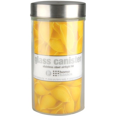 Home Basics Large 54 oz. Round Glass Canister with Air-Tight Stainless Steel Twist Top Lid, Clear