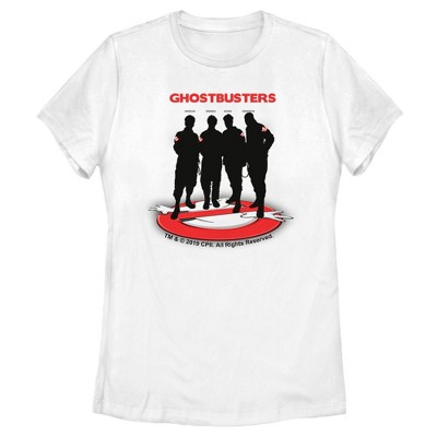 Women's Ghostbusters Black Silhouettes Standing On Logo T-Shirt