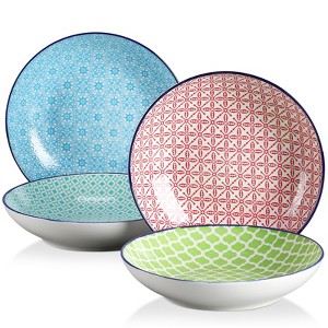 vancasso4 Piece Porcelain Dinnerware Set, Porcelain Soup Plate, Multicolor Set, Service For 4 Person, Ceramic Decal, 900ml - 1 of 4