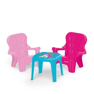 DOLU Unicorn Themed Table and Chairs Set, Plastic Play Desk Furniture for Kids - 1 of 1