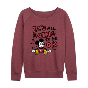 Women's - Disney - Mickey Mouse Lightweight French Terry Wide Neck Long Sleeve Shirt - 1 of 4