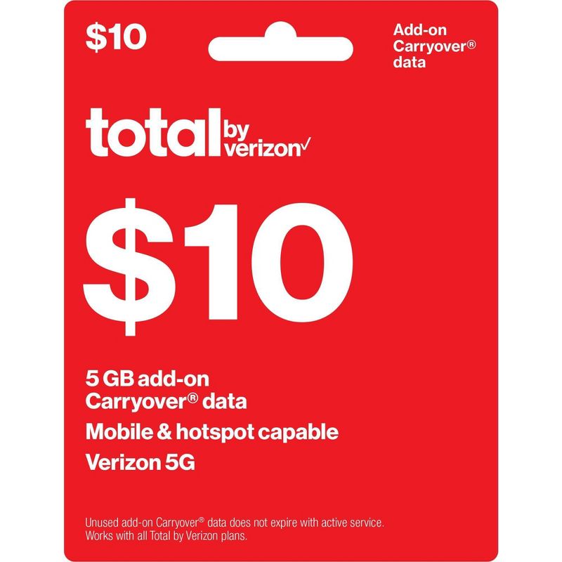 Total by Verizon $10 Add-On Carryover Data Card (Email Delivery), 1 of 2