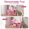 Kids Vanity Table - Princess Dressing Table with Touch Light, Detachable Tri-Folding Mirror, Open Storage Shelves, Wood Makeup Playset with Girls - 4 of 4