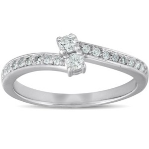 Pompeii3 1/4 Ct Two Stone Diamond Engagement Forever Us Ring White Gold Anniversary Band - 1 of 4