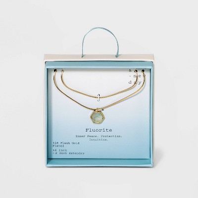 Silver Plated Layered Gold Necklace - A New Day™ Florite