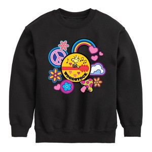 Boys' - Peanuts - Woodstock Peace And Love Flair Graphic Long Sleeve Fleece Sweatshirt - 1 of 4