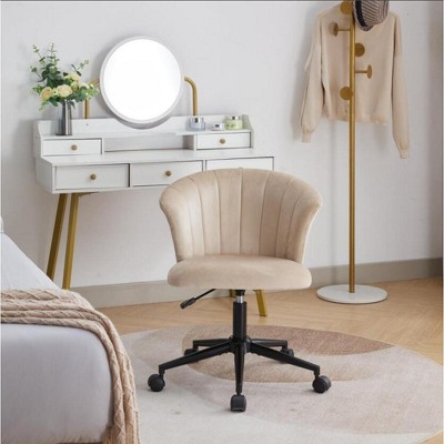 ALEXOUN Swivel Velvet Home Office Chair,with Wide Backrest and Cushion Enhance Comfort for Home Office,Bedroom,Small Space