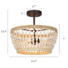 LNC Bohemia 3-Lights 14.5-in Off-White Beaded Empire LED Semi-flush Mount Lights - 3 of 4