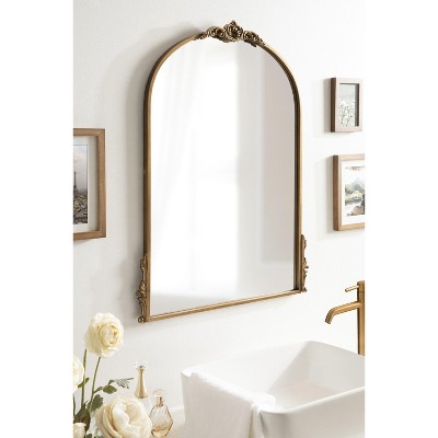 Gold Ornate Arched Wall Mirror with Garland Detailing
